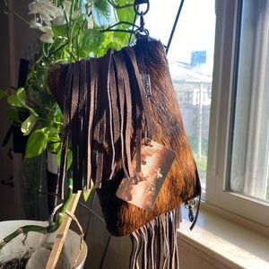 Elegant Brown Fringe Crossbody Bag